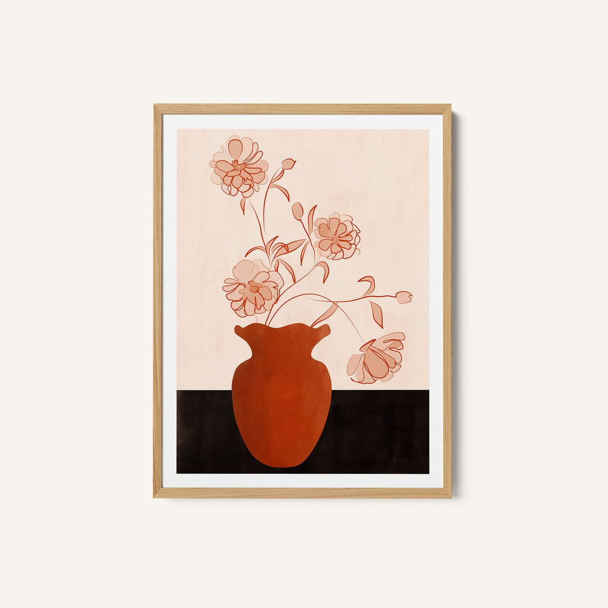Terracotta Vase Floral Abstract Wall Art