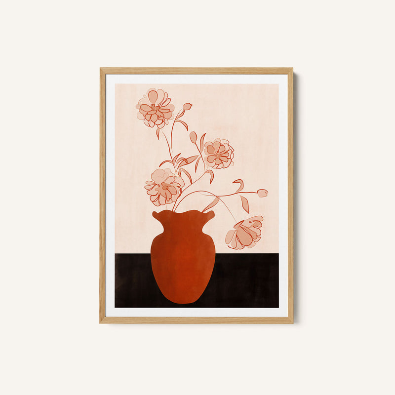 Terracotta Vase Floral Abstract Wall Art