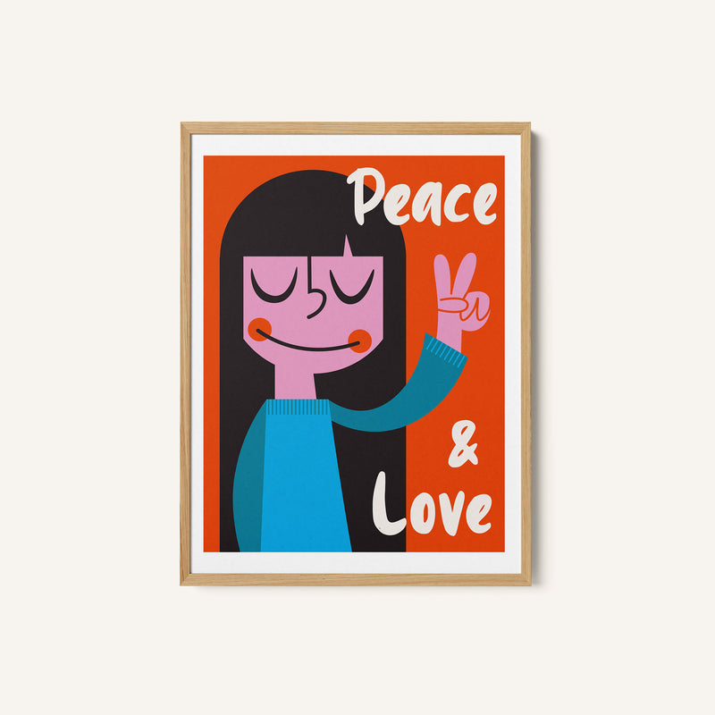 Peace a Love Mid Century Illustration