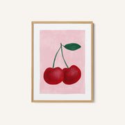 Red Cherries with a Green Leaf – image 1