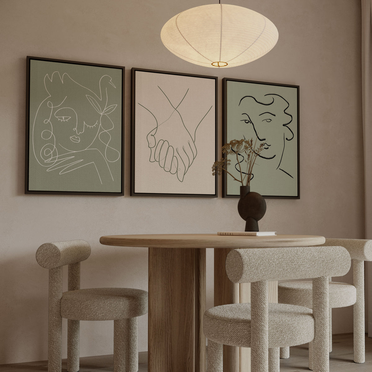 Sage Green Minimalist Line Art