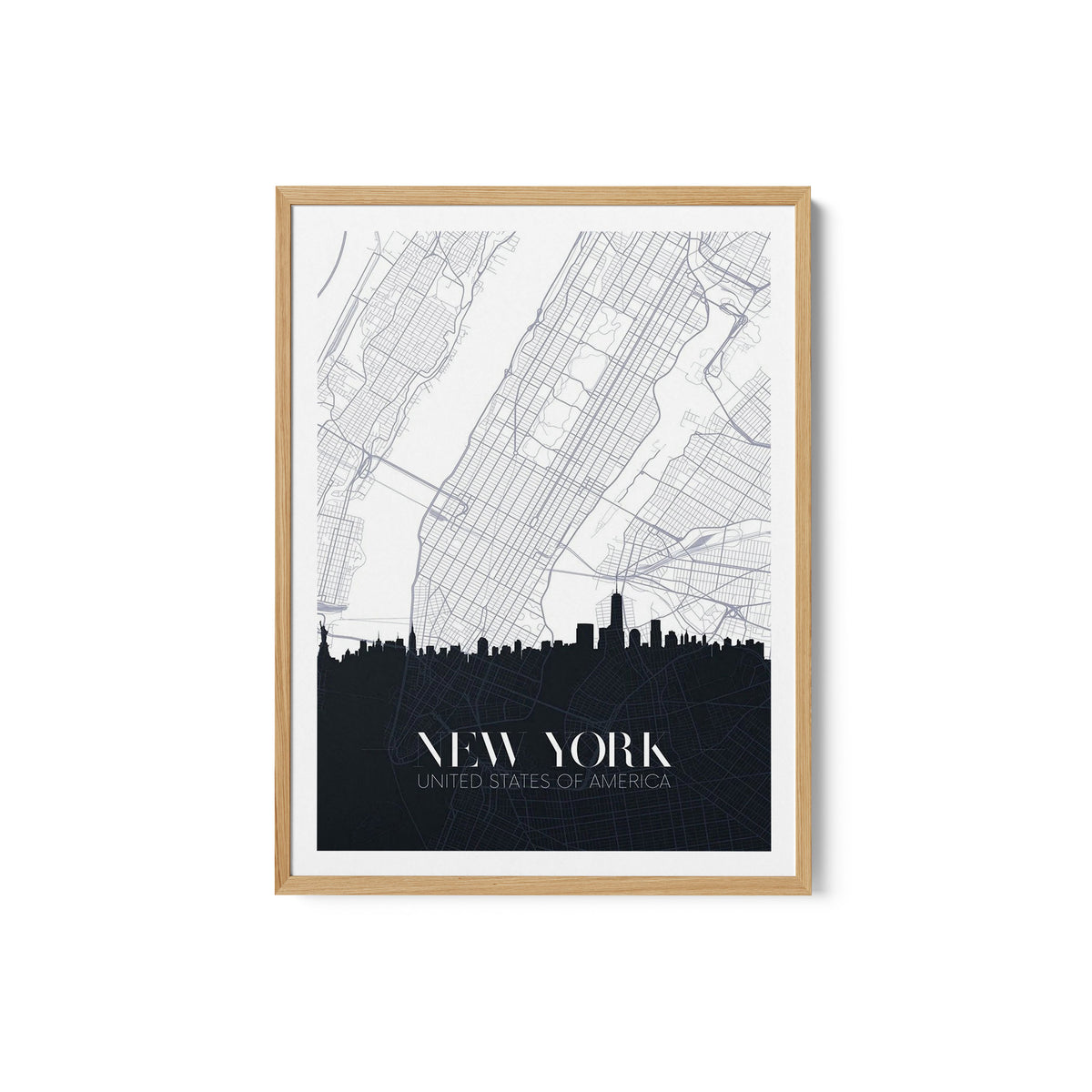 Skyline and City Map of New York