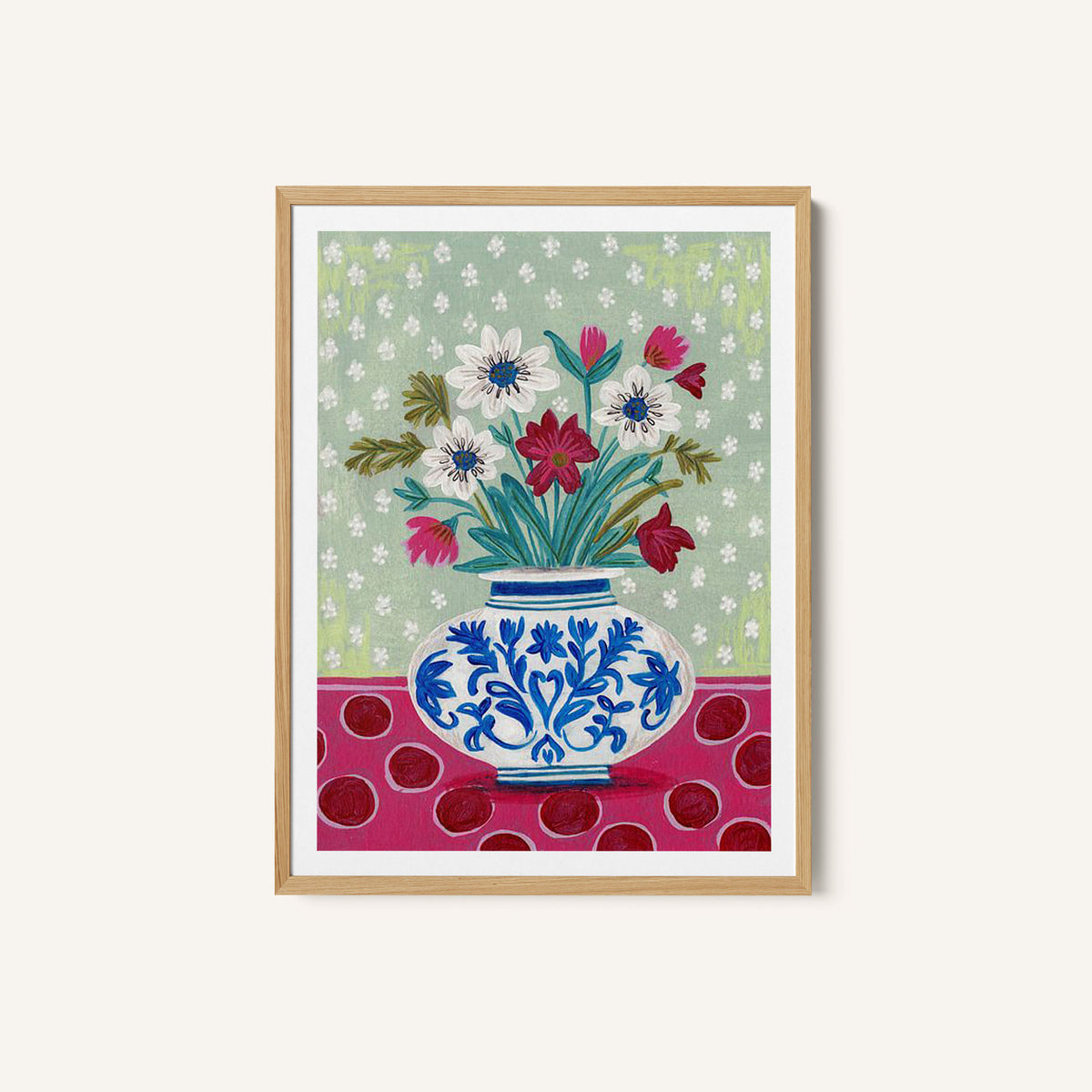 Still Life Vase with Wild Flowers Bouquet Bright colours