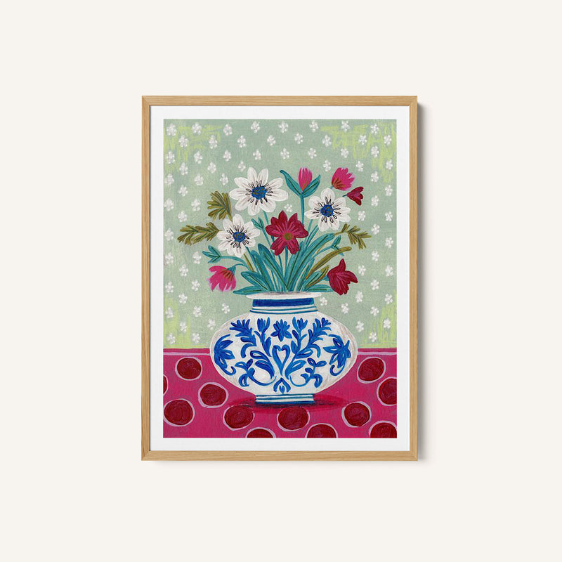 Still Life Vase with Wild Flowers Bouquet Bright colours