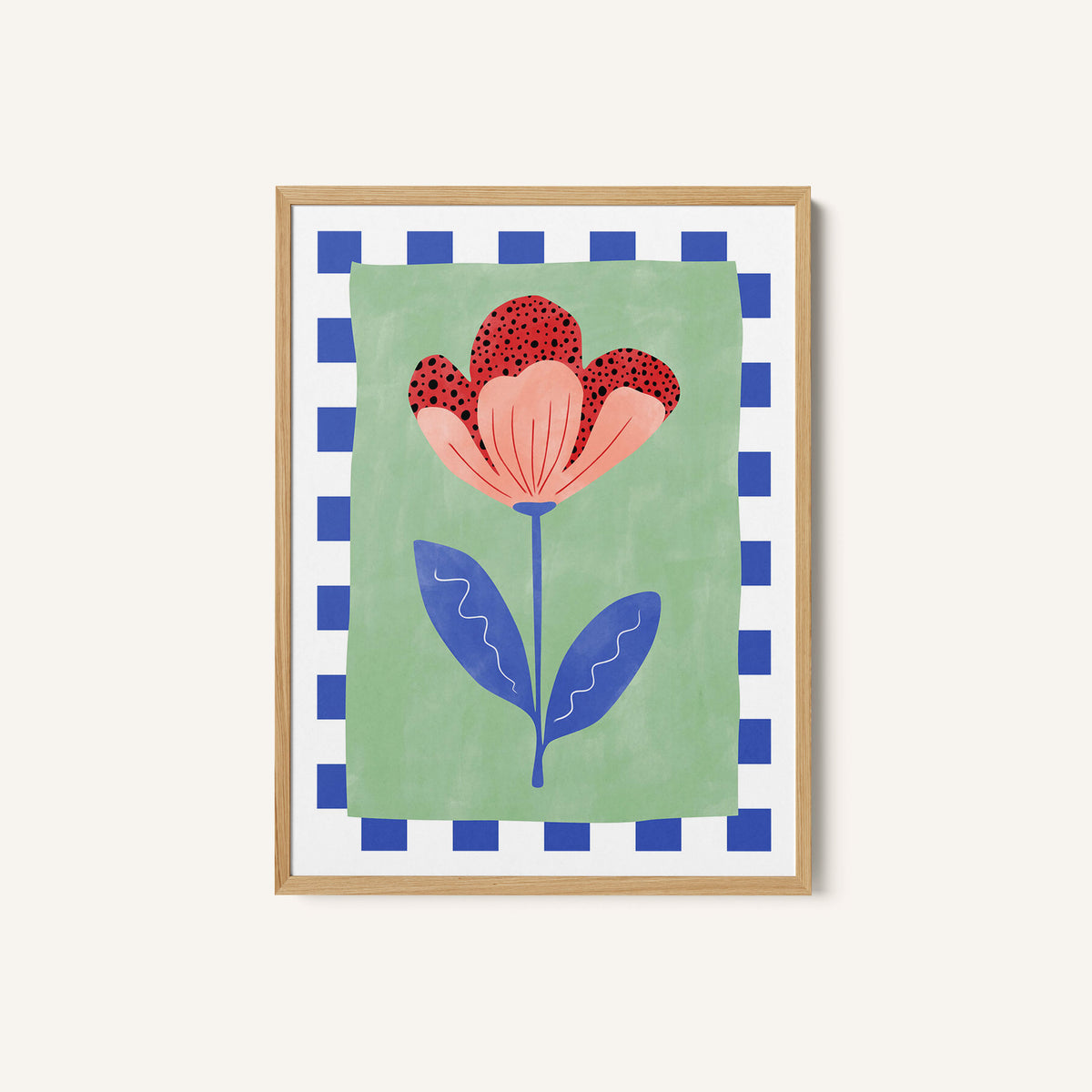 Stylized Flower With Red Petals And Black Dots