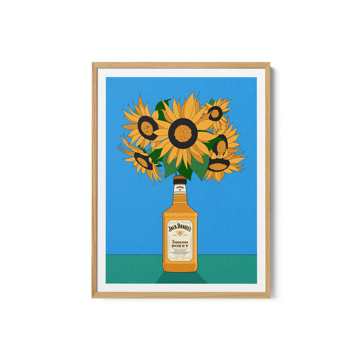 Sunflowers in Honey Whiskey Retro Illustration