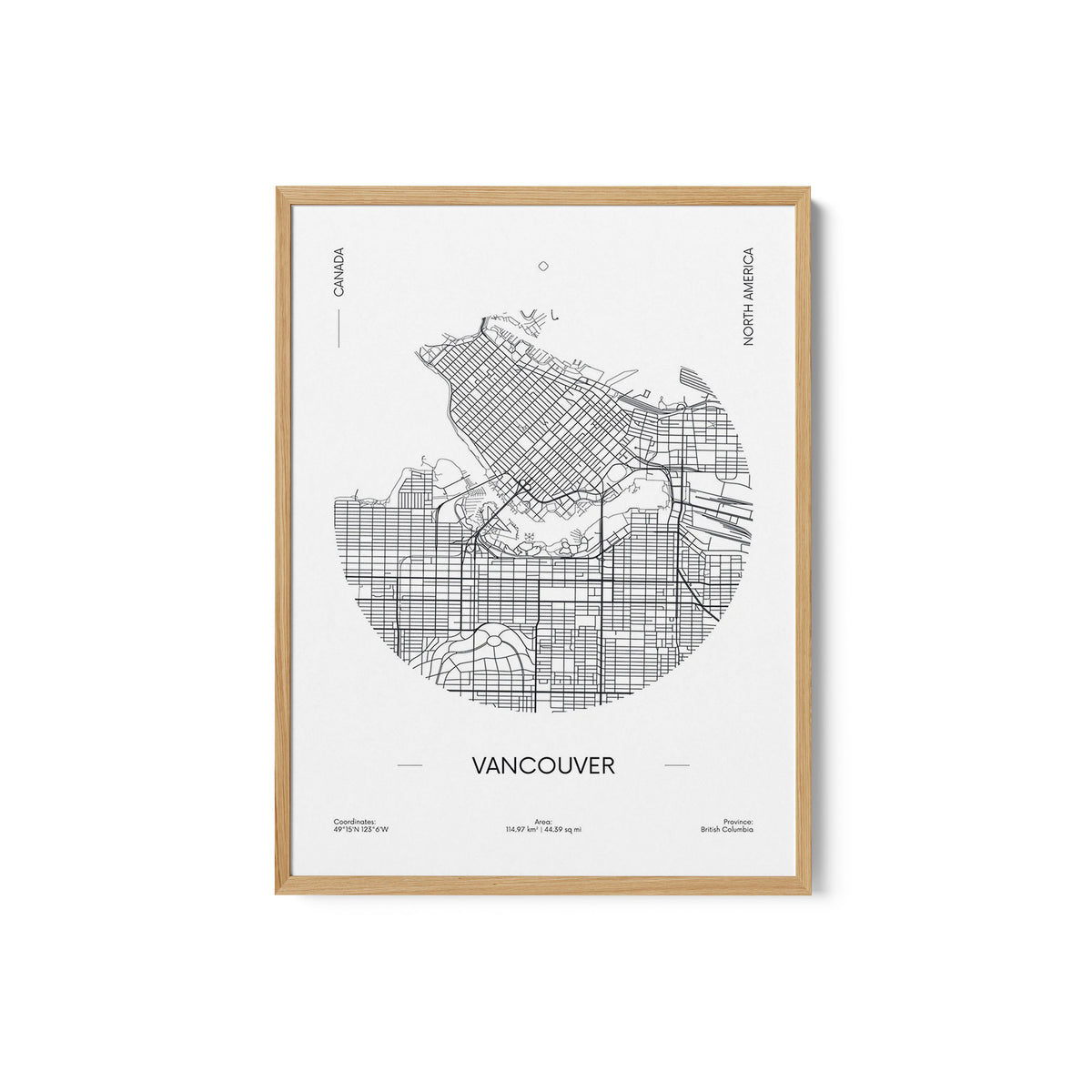 Travel Poster Urban Street Plan City Map of Vancouver