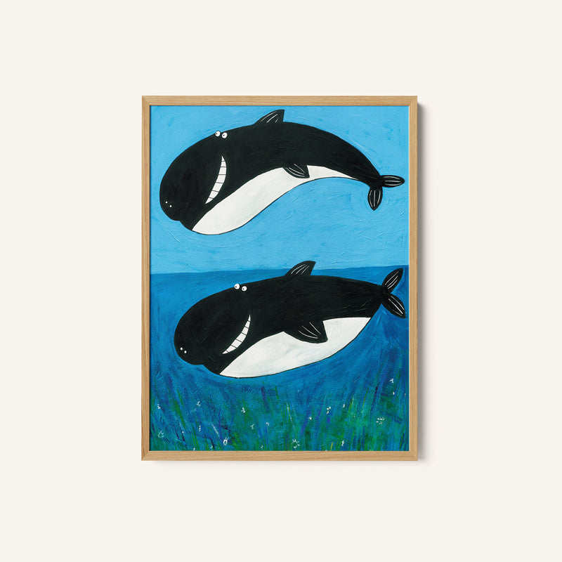 Two Whales in the Ocean by Artist Carla Daly