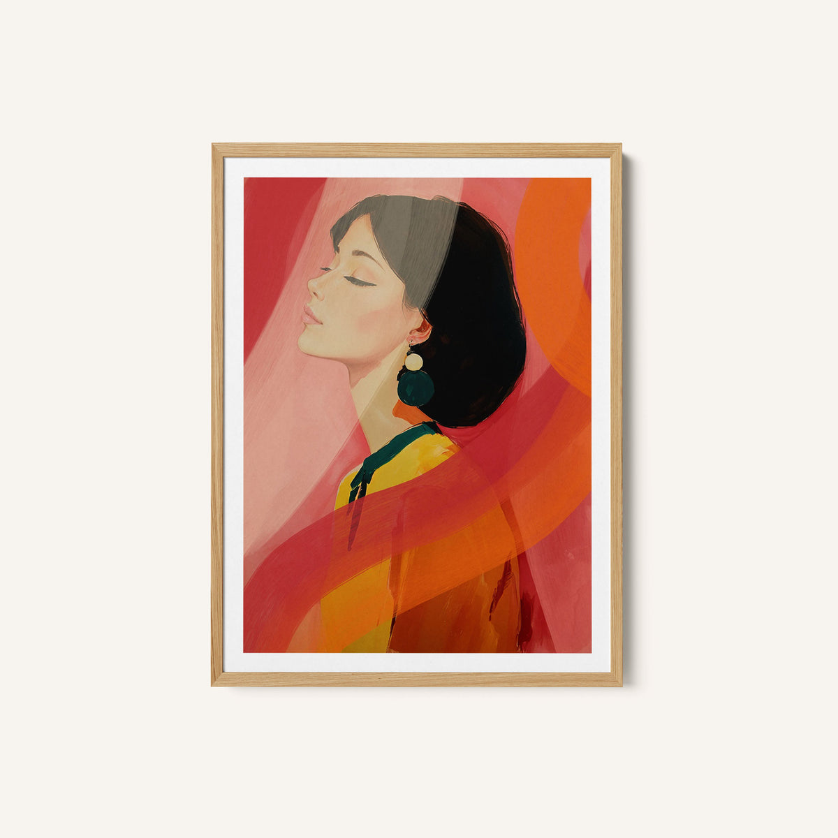 Portrait Orange – Japandi Abstract Woman Wall Art