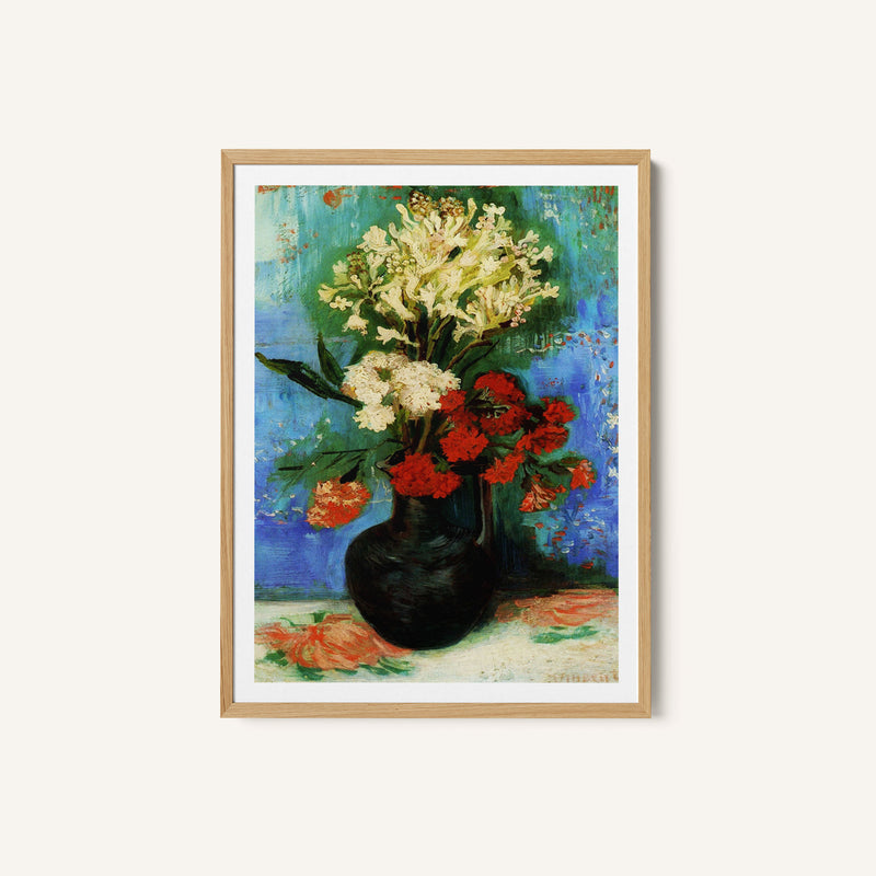 Vase with Carnations and Flowers