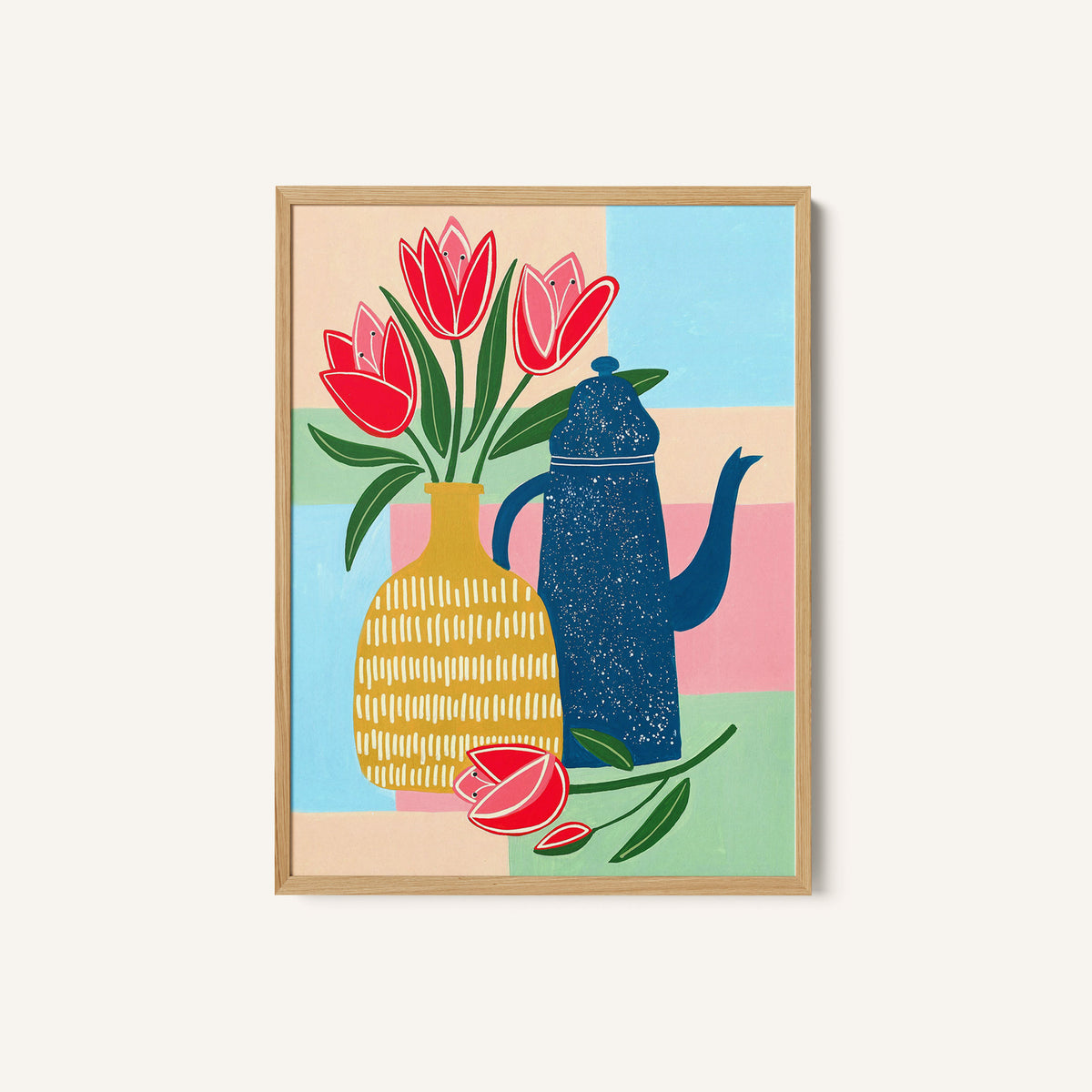 Vibrant Red Tulips In A Decorative Vase