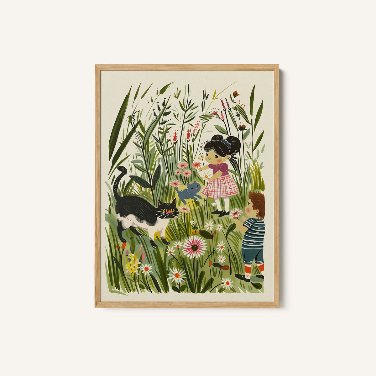 Vintage Kids and Cats Poster