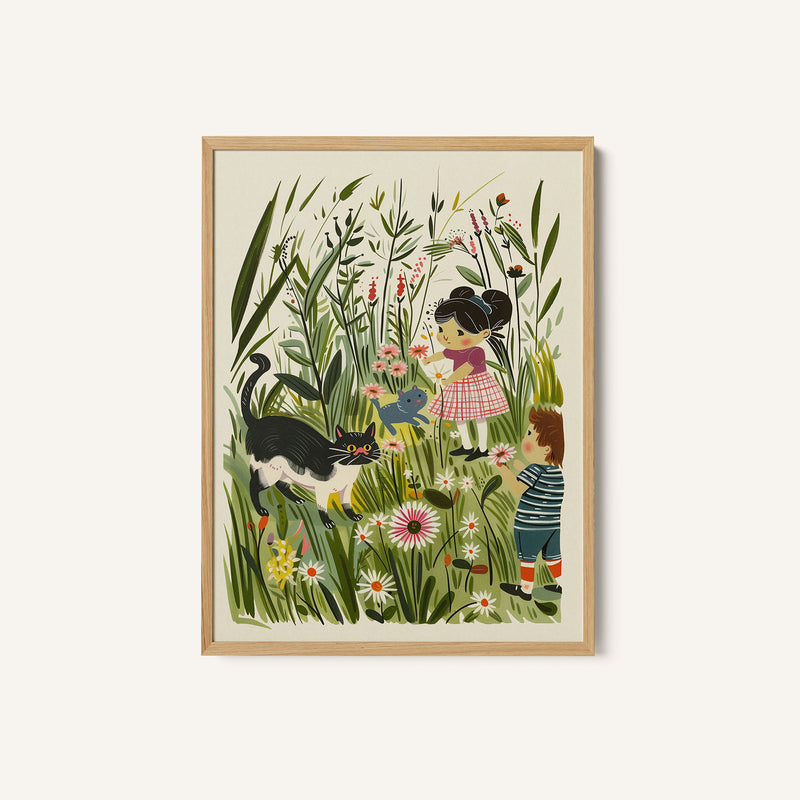 Vintage Kids and Cats Poster
