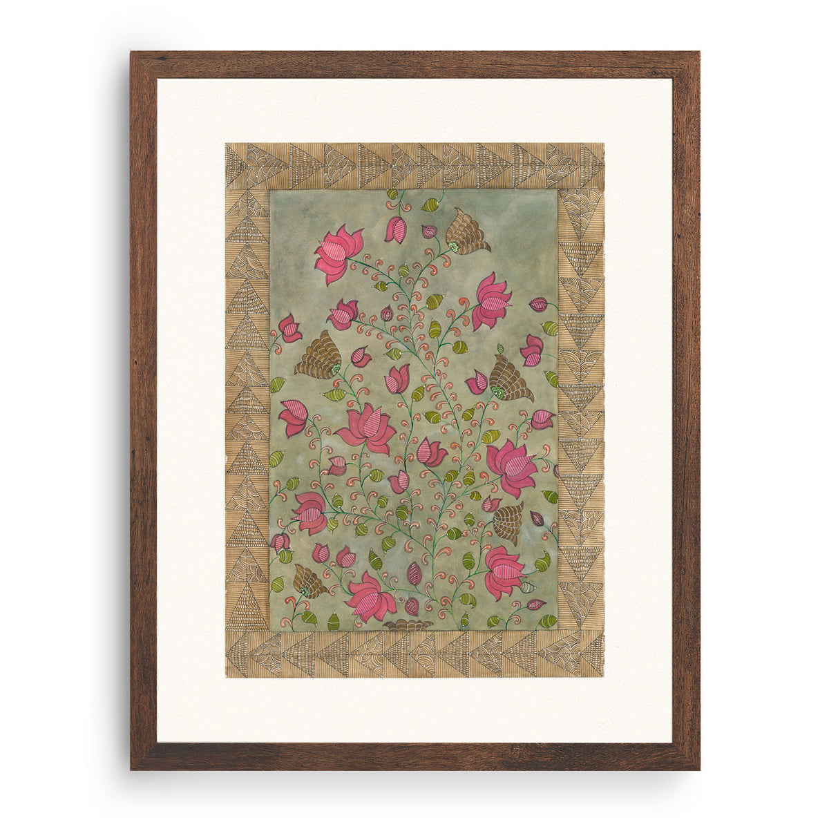 Madhubani Motifs Flower Vintage II, Madhubani Art