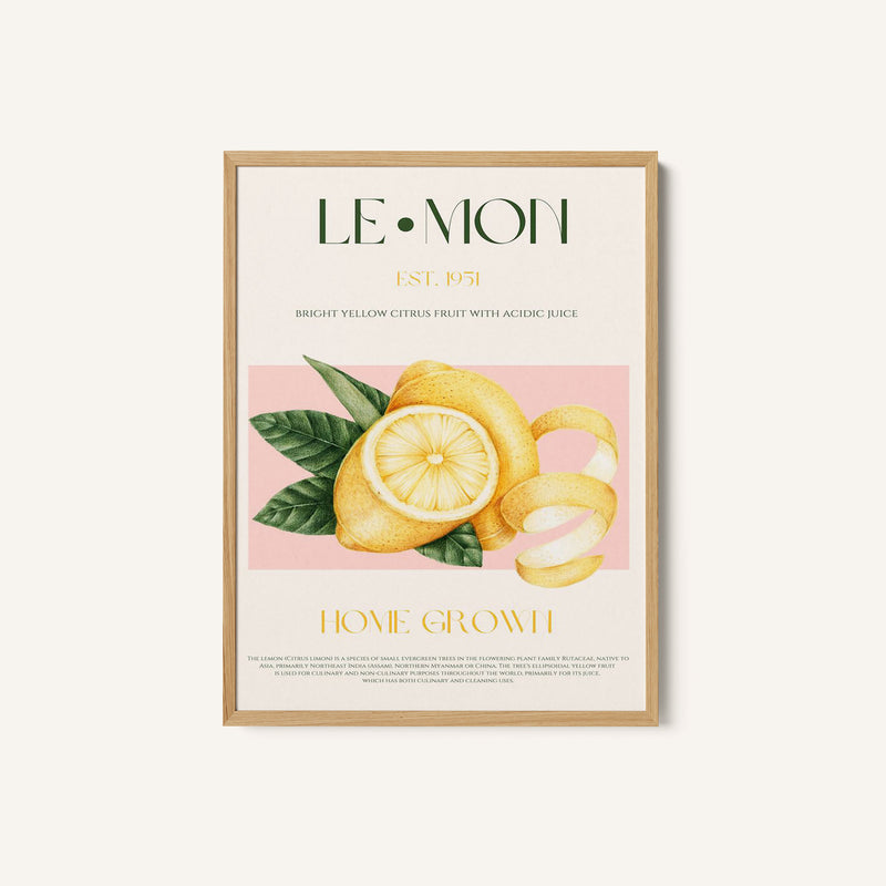 Vintage Style Sliced Lemon With Leaves