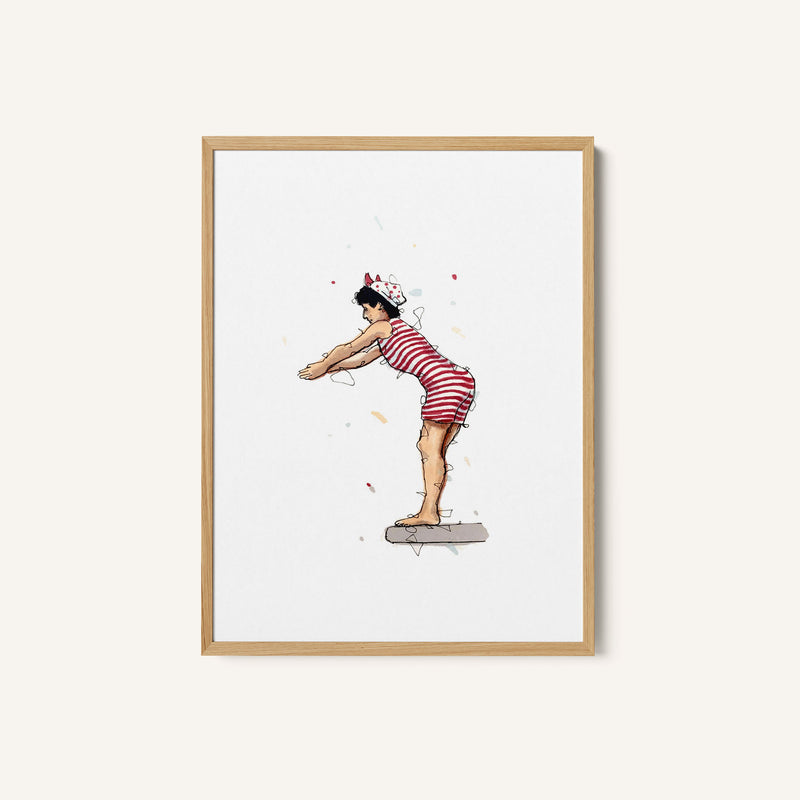 Vintage Style Woman Poised To Dive