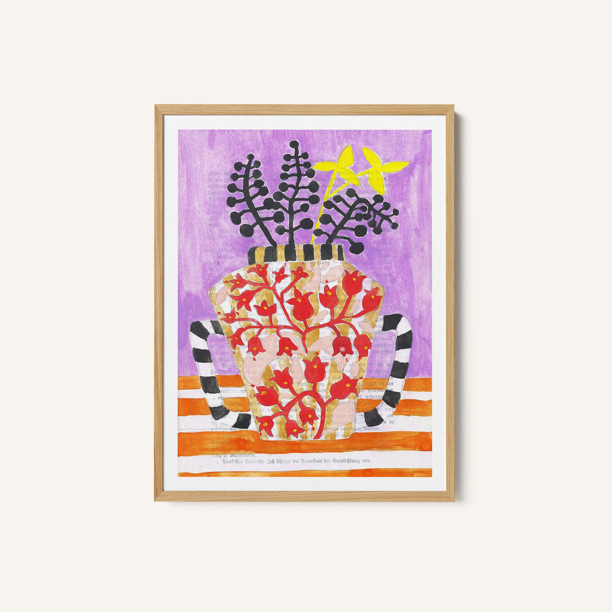 Colorful Vase With Abstract Floral Patterns