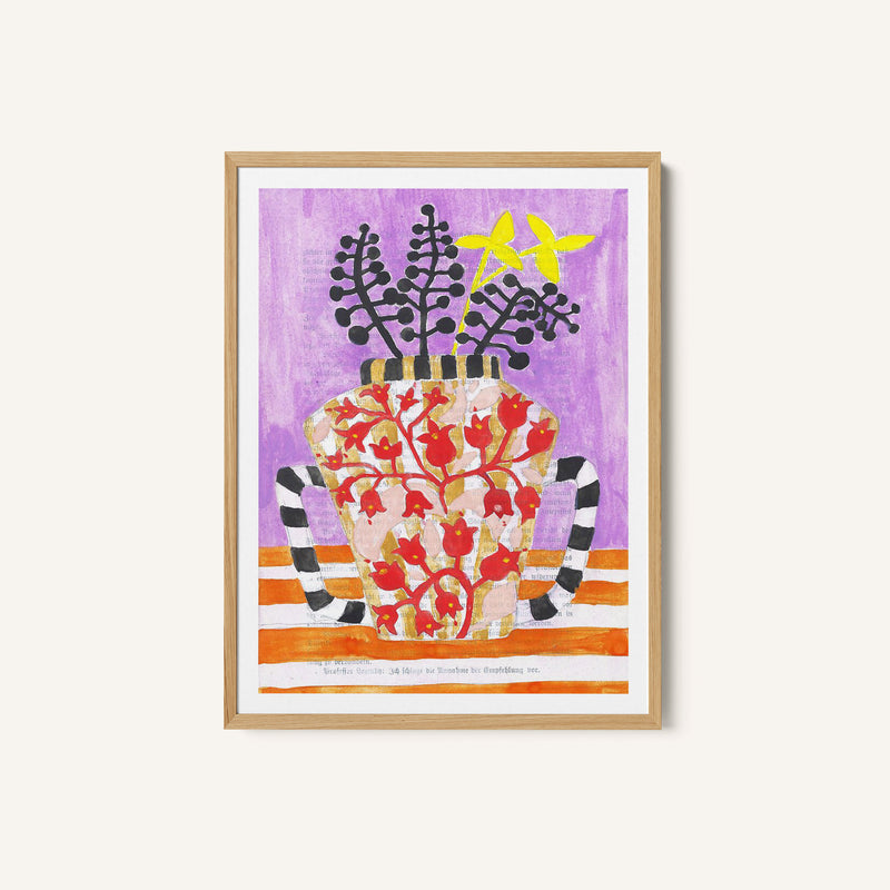 Colorful Vase With Abstract Floral Patterns