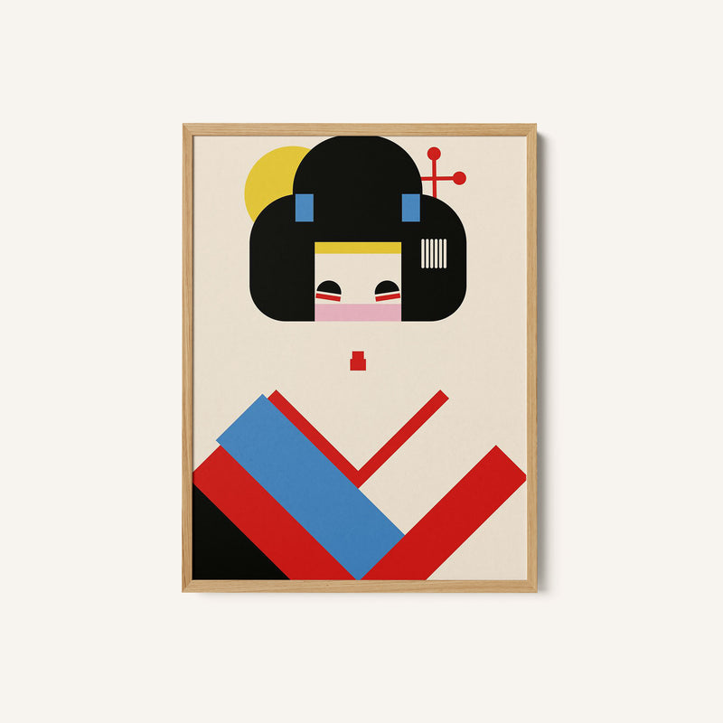 Geisha Girl Geometric Illustration