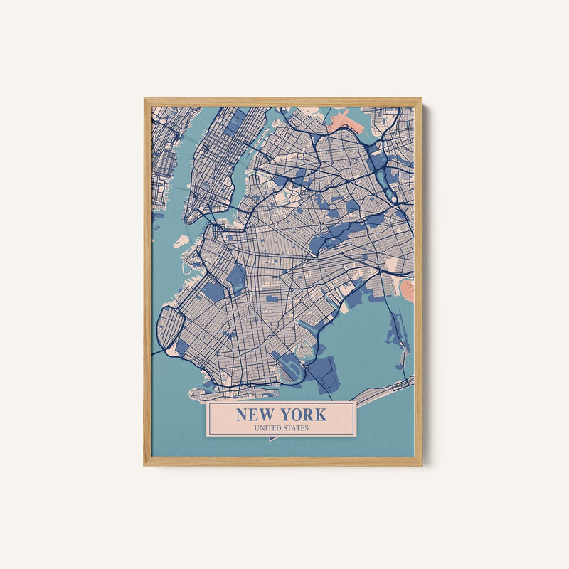New York United States Breezy City Map