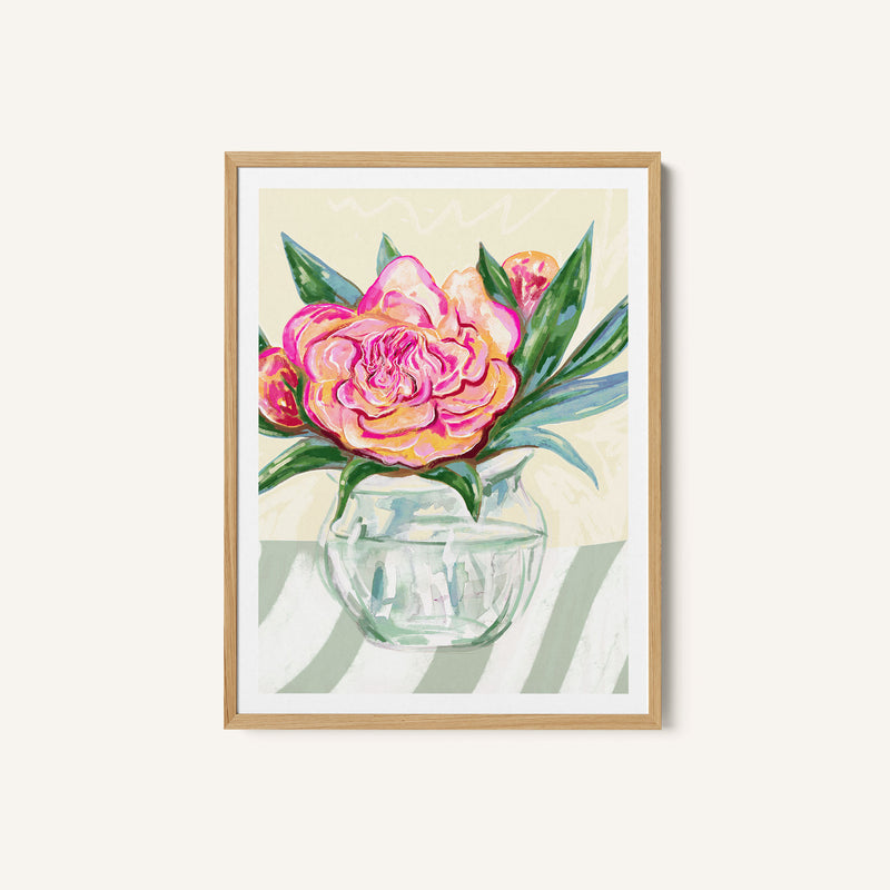 Peony in Glass Vase