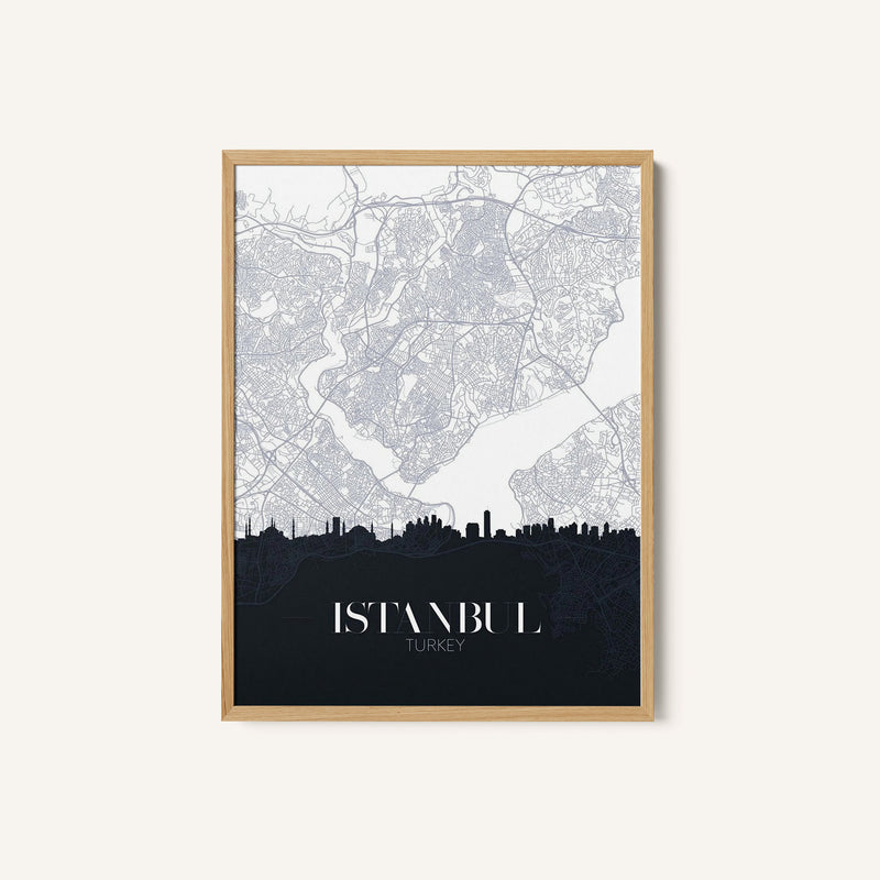 Skyline and City Map of Istanbul