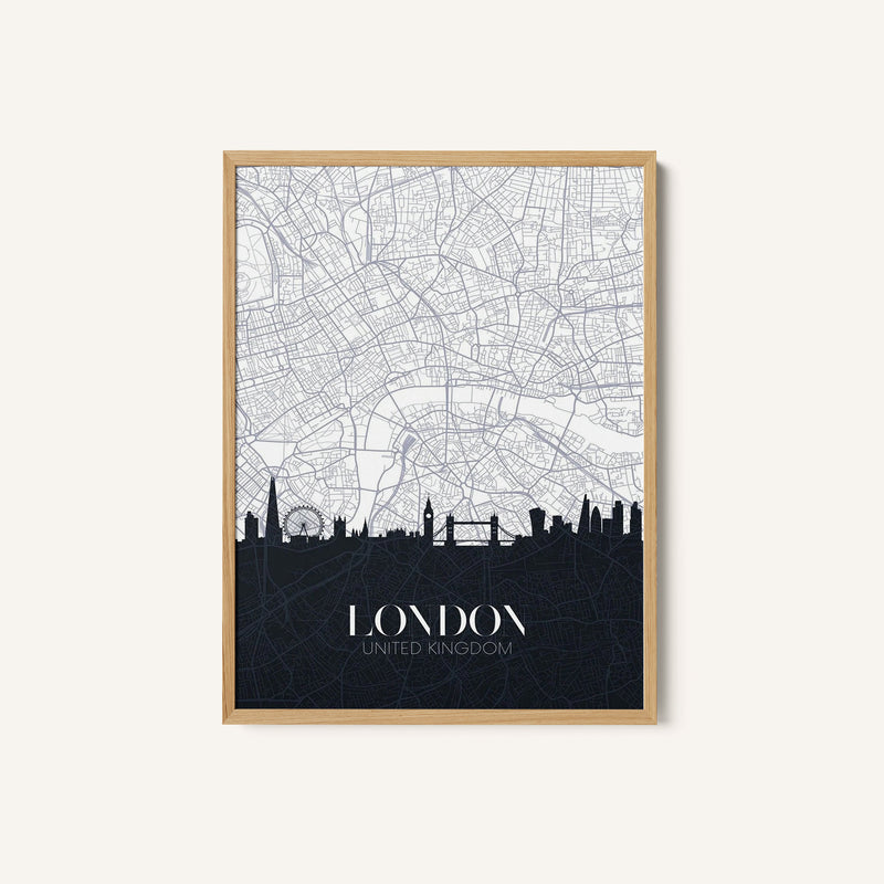 Skyline and City Map of London