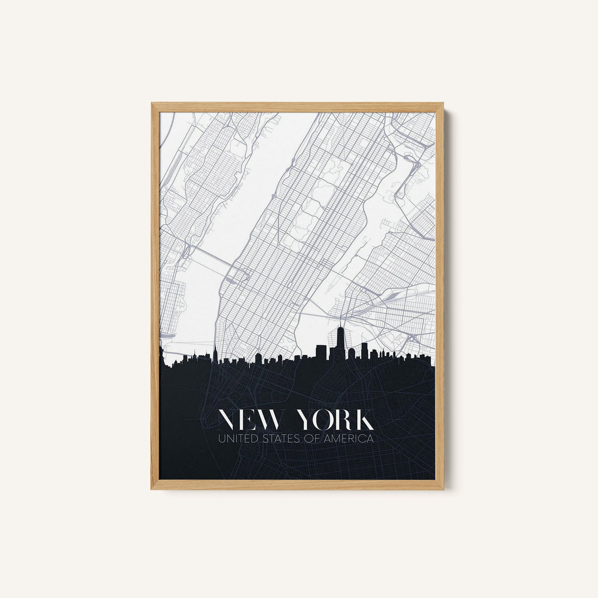 Skyline and City Map of New York
