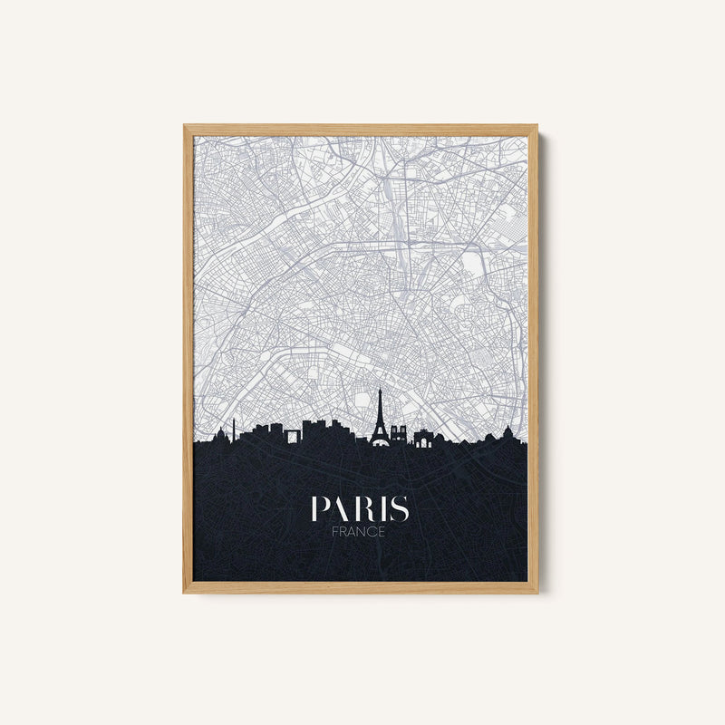 Skyline and City Map of Paris