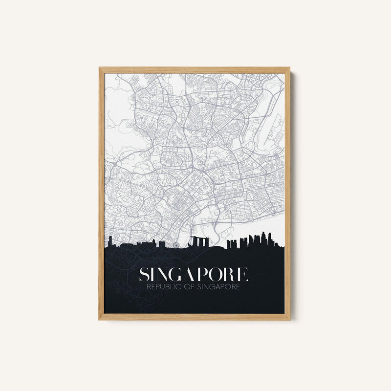Skyline and City Map of Singapore