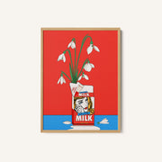 Snowdrops in Spilled Milk Carton Retro Illustration – image 1