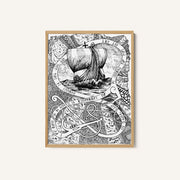 The Journey Viking Doodle Ink Drawing – image 1