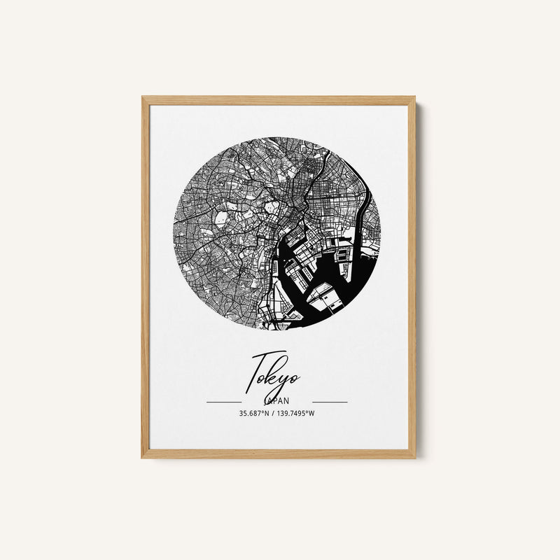 Tokyo Japan Black Water City Map