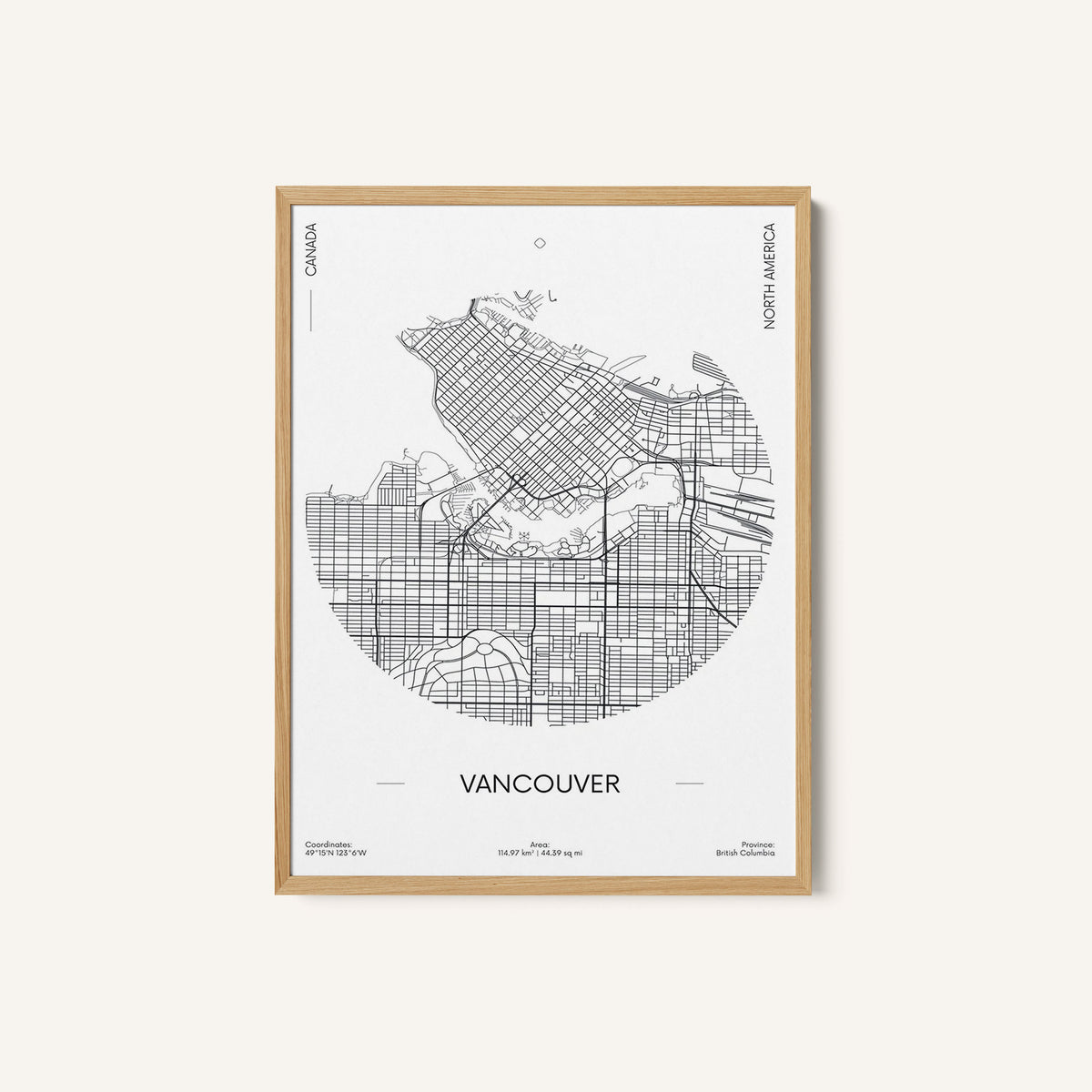 Travel Poster Urban Street Plan City Map of Vancouver