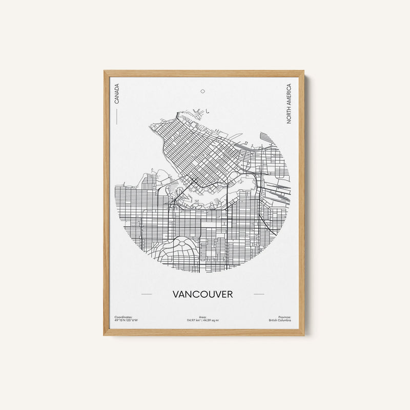 Travel Poster Urban Street Plan City Map of Vancouver