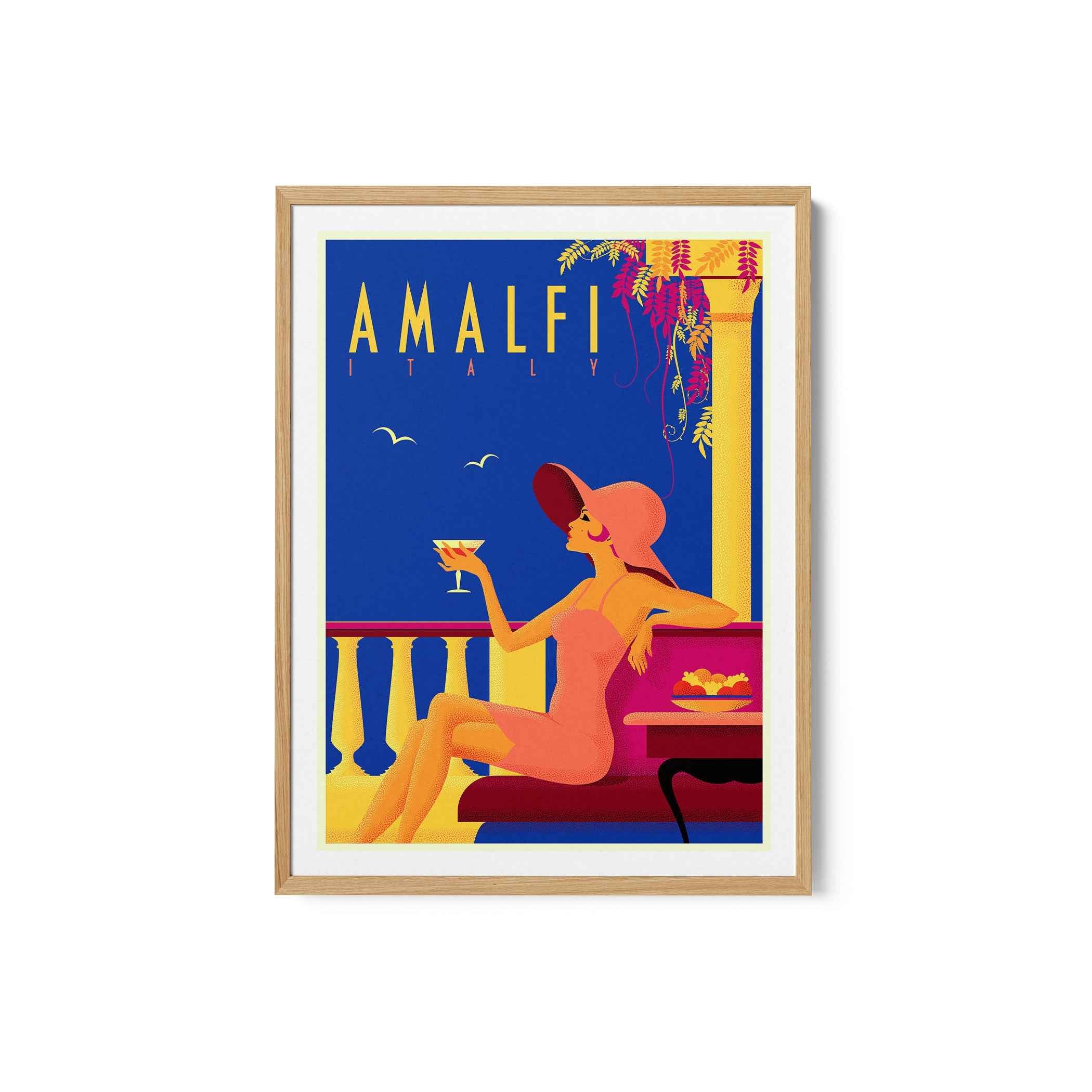 BW SEP Amalfi Travel Poster Print