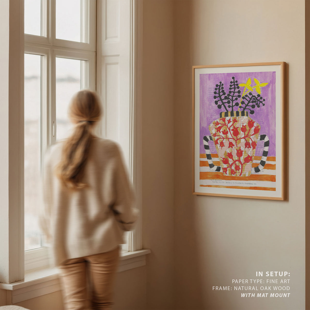 Colorful Vase With Abstract Floral Patterns