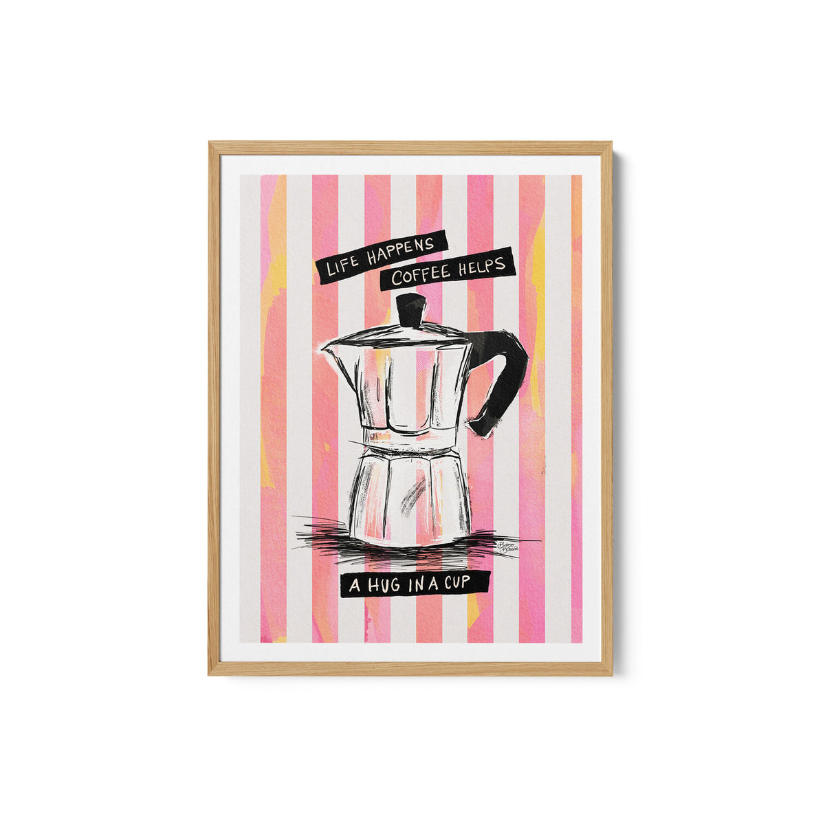 Mocca Coffee on Stripes - Hug in a Cup