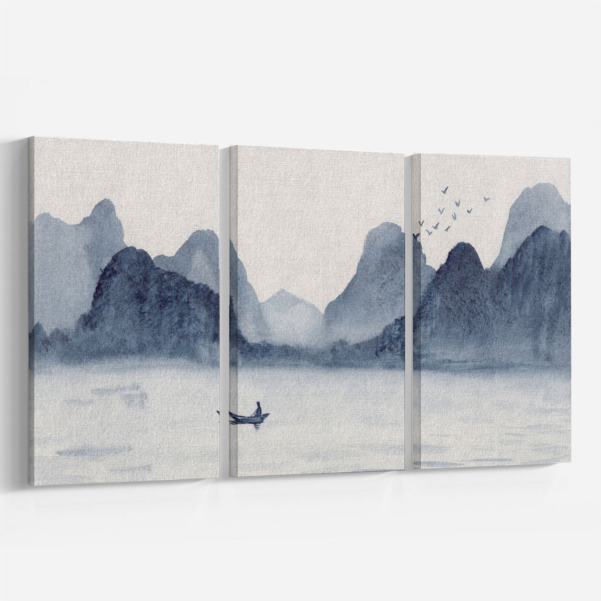 Mountains and River Watecolor Style