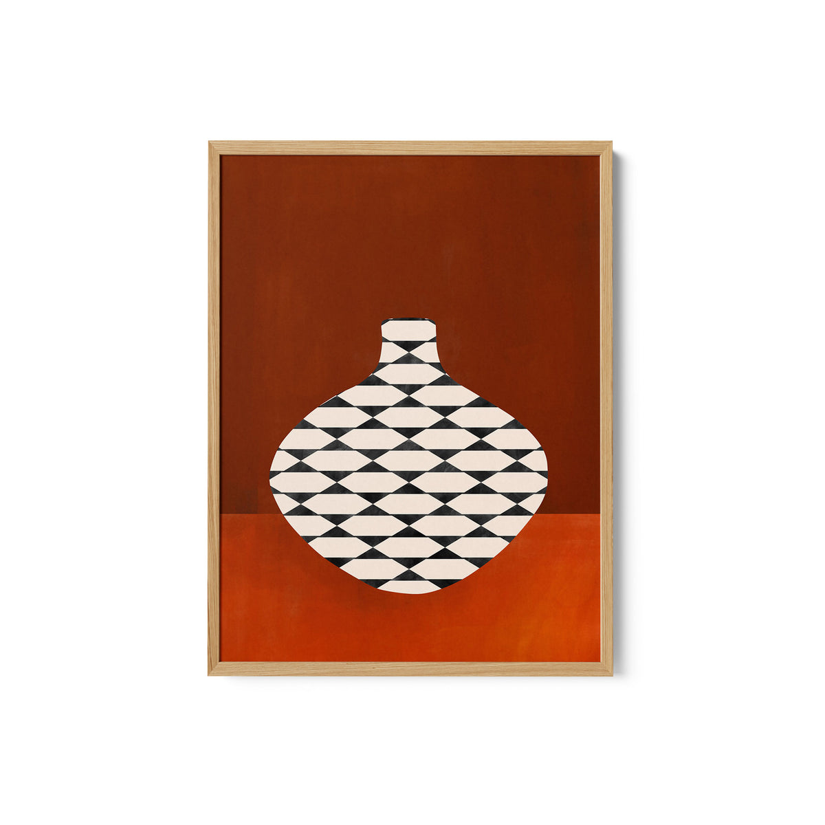 Checkered Vase in Terracotta