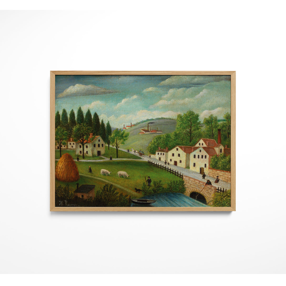 Pastoral Landscape with Stream, Fisherman and Stroller