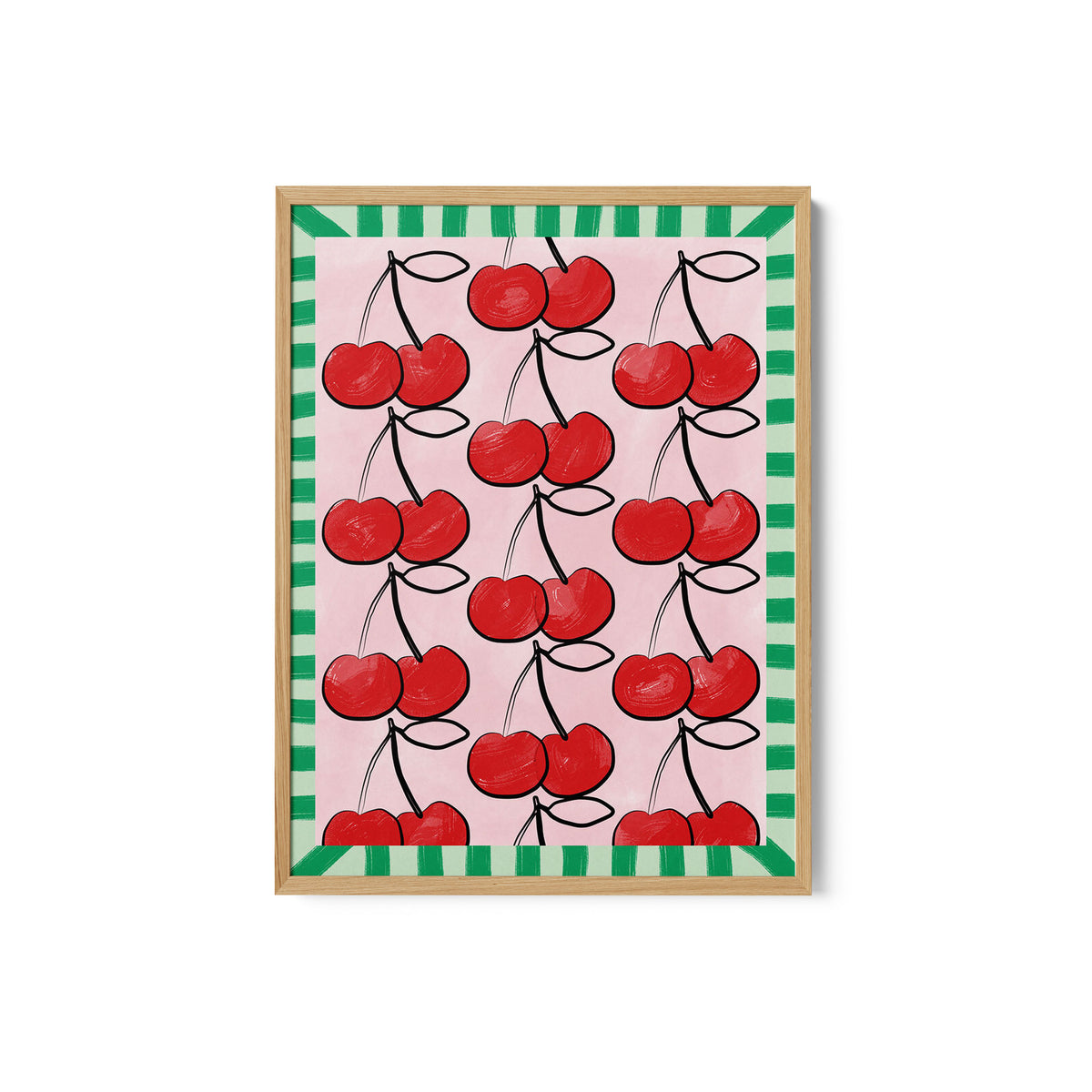 Red Cherries on a Pink