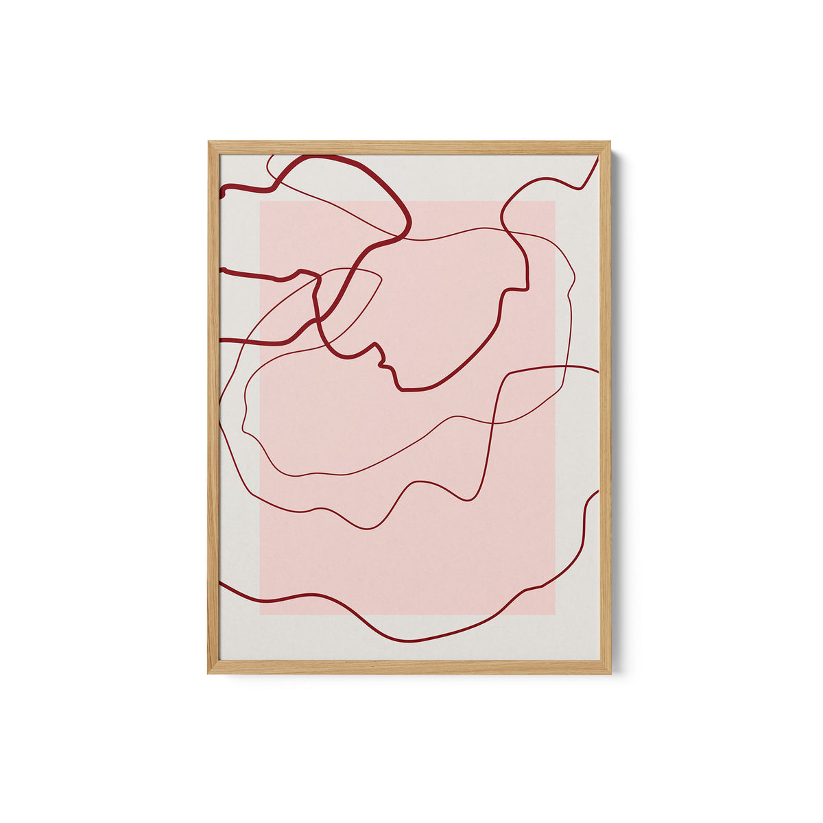 Red Lines Over A Soft Pink Square Background
