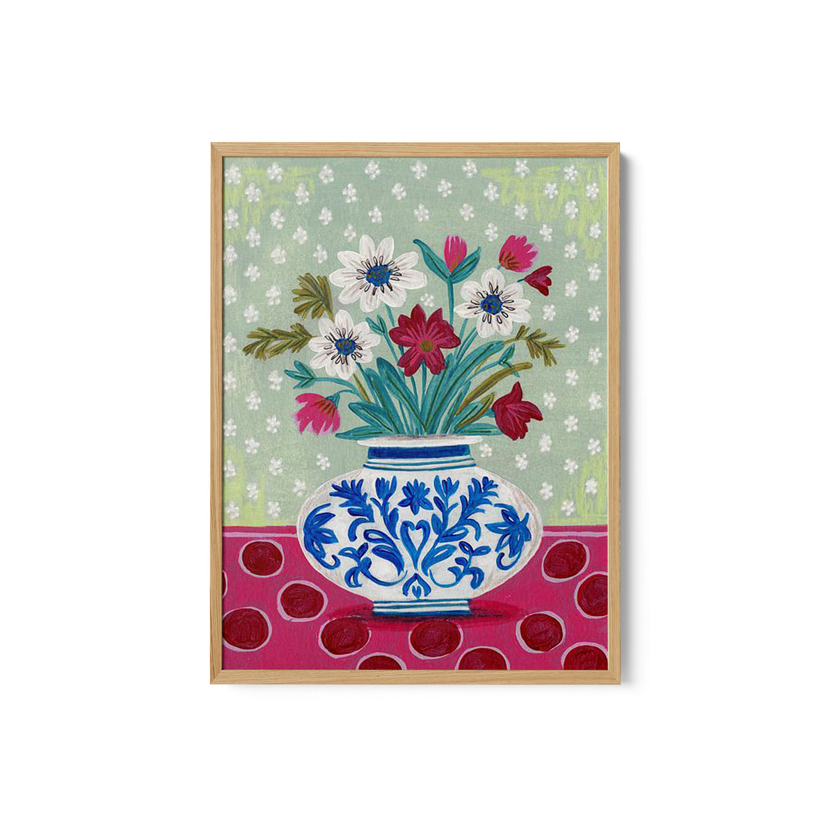Still Life Vase with Wild Flowers Bouquet Bright colours