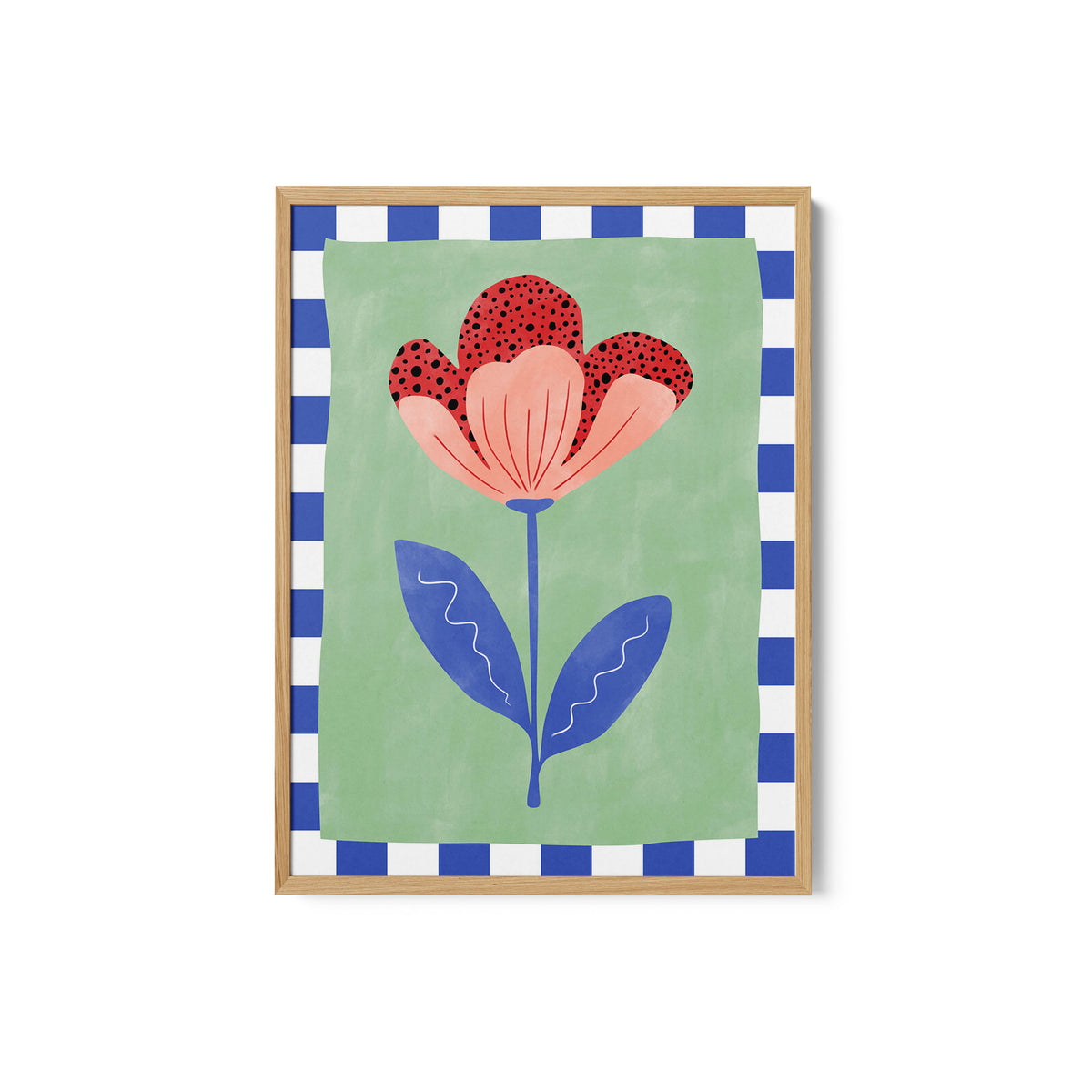 Stylized Flower With Red Petals And Black Dots