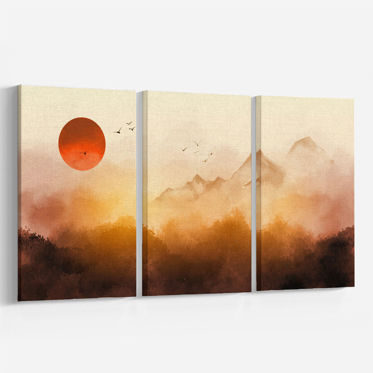 Sunrise Landscape with Misty Forest