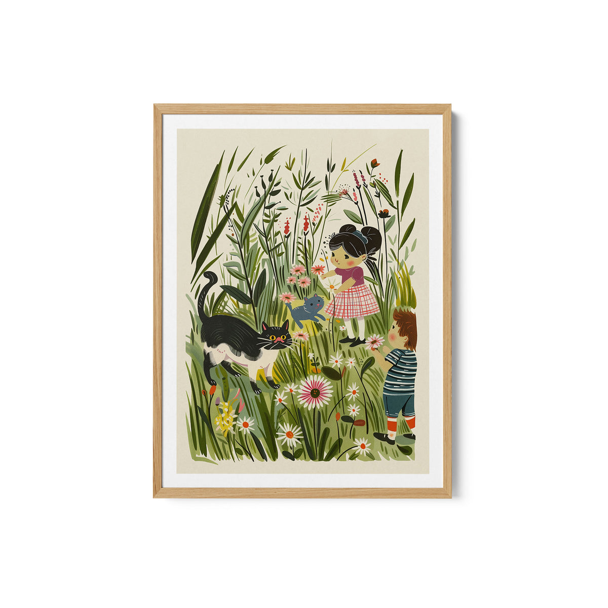 Vintage Kids and Cats Poster