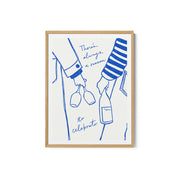 Woman Holding Wine Bottle and Wine Glass Blue - Wine Vin Femme Bleu – image 2