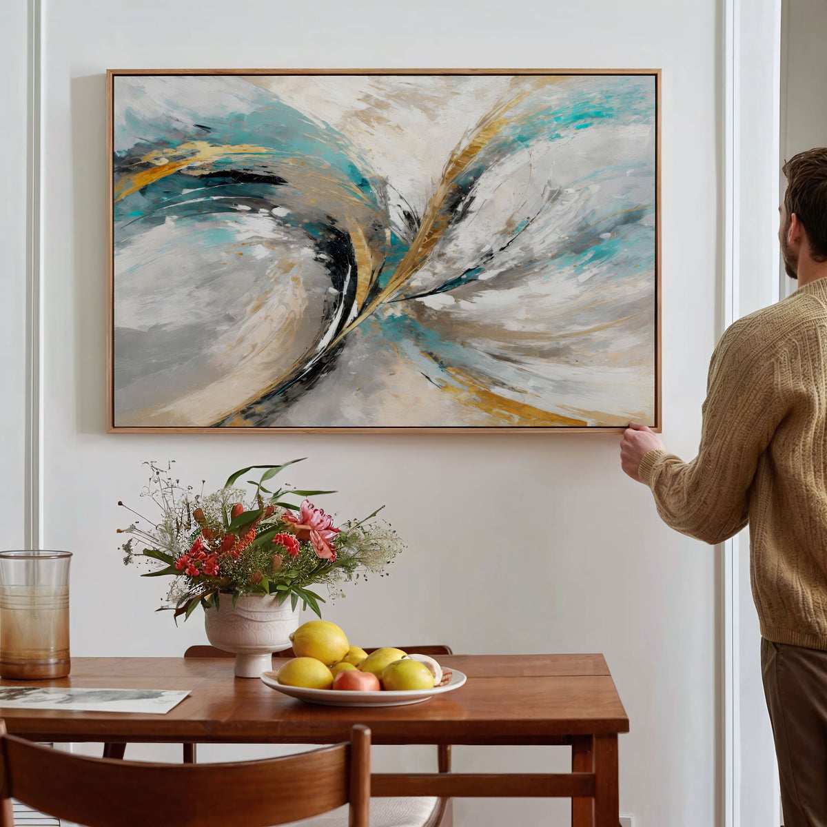 Abstract Painting with Swirling Colorful Brushstrokes