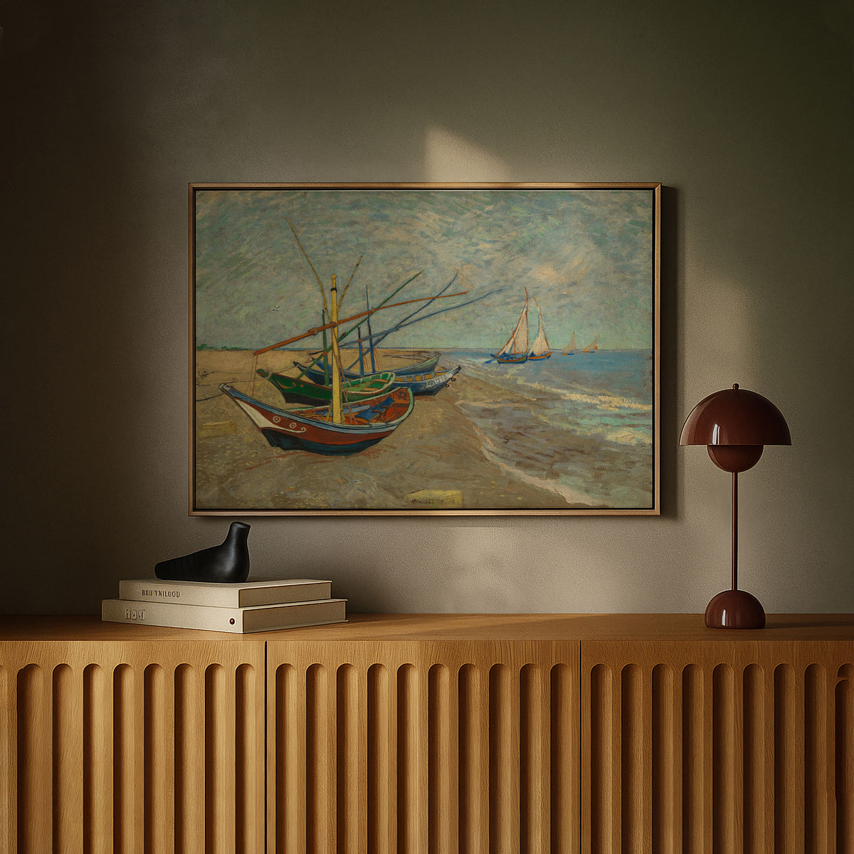 Fishing Boats on the Beach Van Gogh Painting